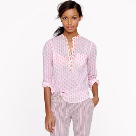 J. Crew Tops - J. Crew Pink Thistle Popover size:8